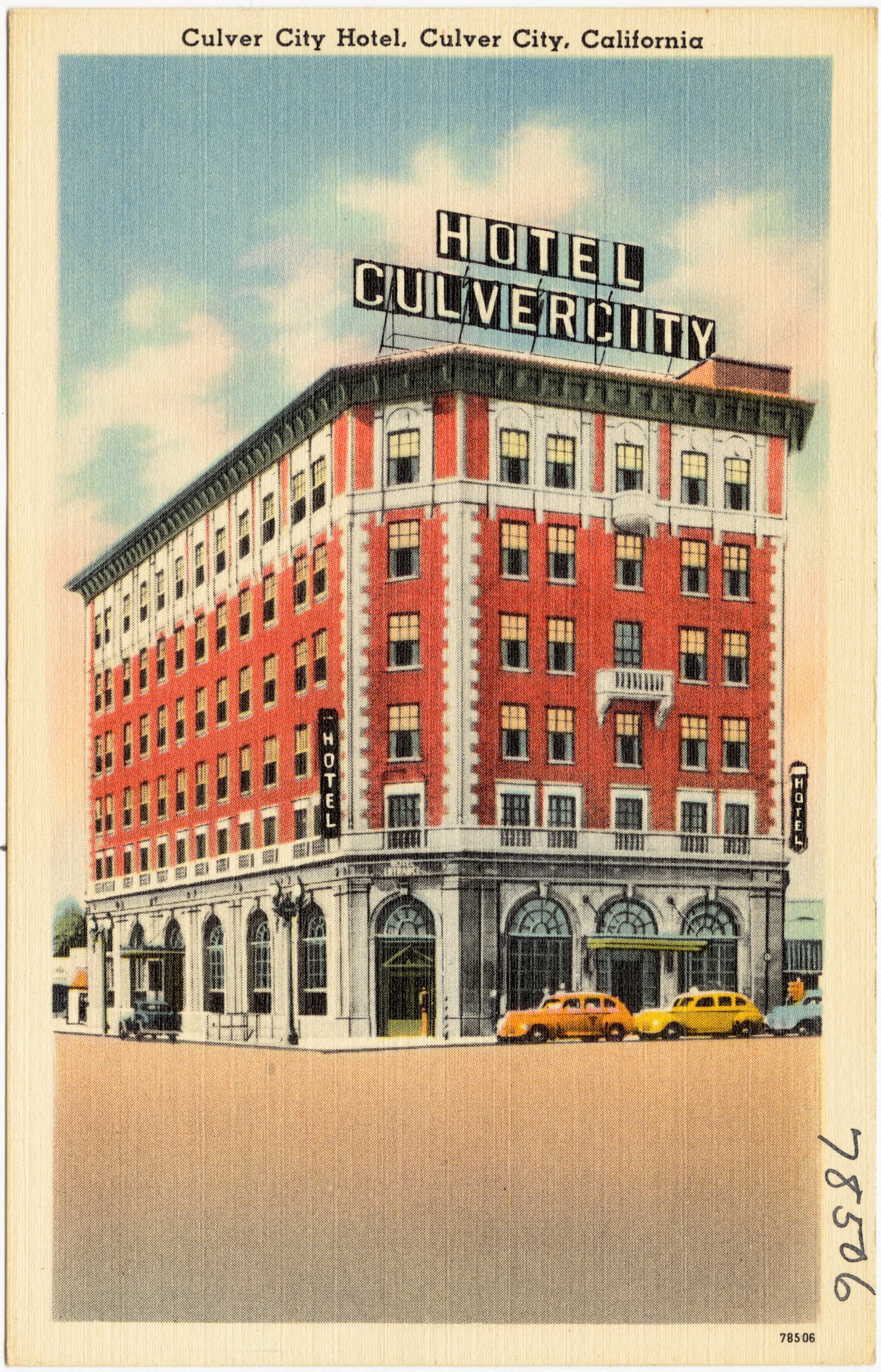Postcard, Culver City Hotel, Culver City, California